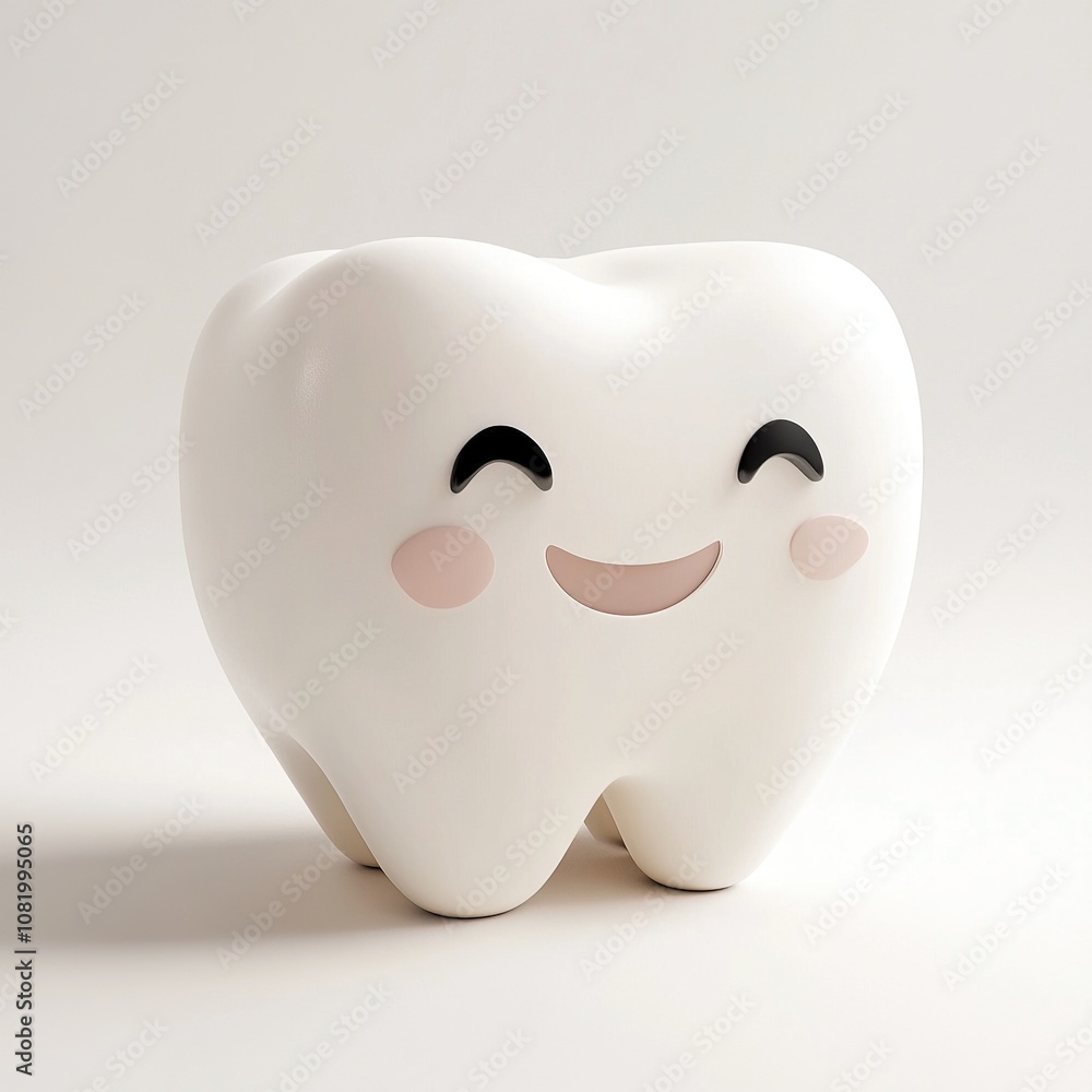 Minimalist Smiling Tooth Character on White Background. Minimalist Smiling Tooth Character on White Background.