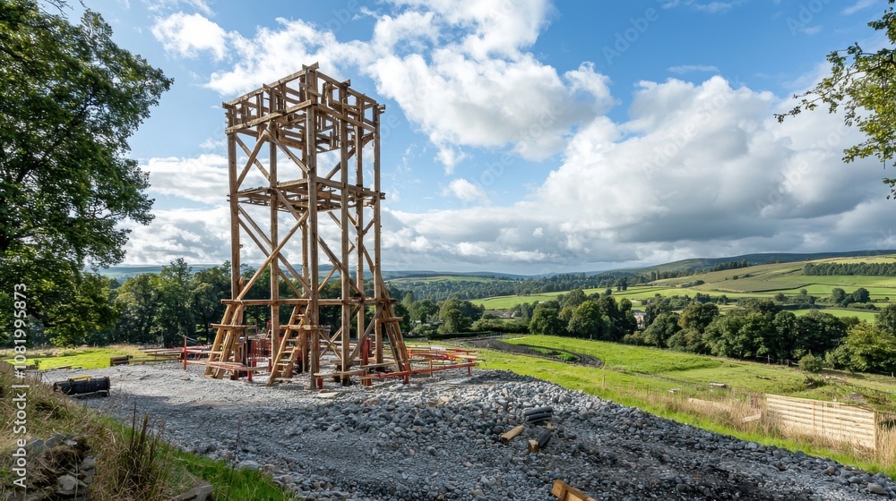 Wooden Structure Amidst Scenic Landscape Wooden Structure Amidst Scenic Landscape