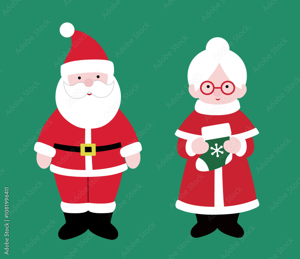 Set of Cute Santa Claus and Mrs Claus flat vector stock illustration.
Christmas granny and santa claus clipart.
Merry Xmas design element.
Good for card, banner, flayer, leaflet, poster. Set of Cute Santa Claus and Mrs Claus flat vector stock illustration.
Christmas granny and santa claus clipart.
Merry Xmas design element.
Good for card, banner, flayer, leaflet, poster.