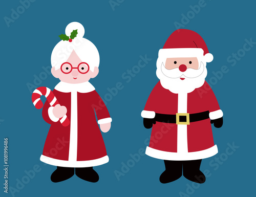 Set of Cute Santa Claus and Mrs Claus flat vector stock illustration.
Christmas granny and santa claus clipart.
Merry Xmas design element.
Good for card, banner, flayer, leaflet, poster. 