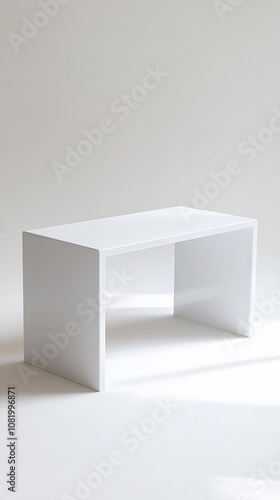 Minimalist White Rectangular Table with High Gloss Finish for Product Photography