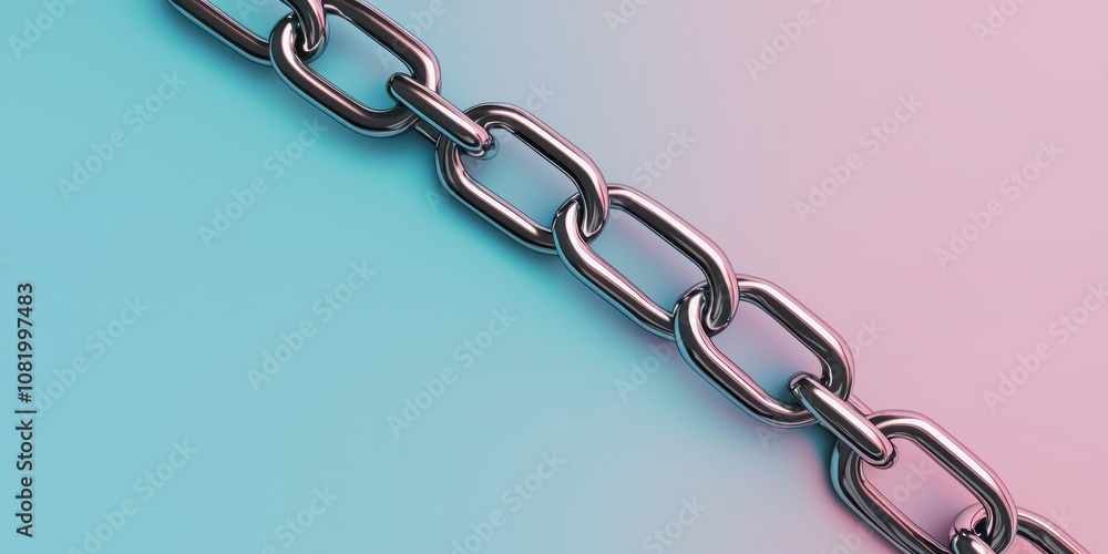 Fototapeta premium A close-up of a metal chain against a gradient background, showcasing its links and texture.