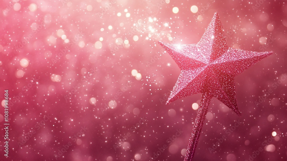 Pink sparkling star with bokeh background. Pink sparkling star with bokeh background.