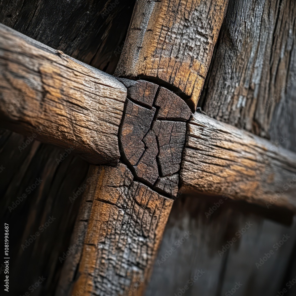 Unique wooden cross with distinct grains close up craftsmanship theme dynamic manipulation workshop backdrop Unique wooden cross with distinct grains close up craftsmanship theme dynamic manipulation workshop backdrop
