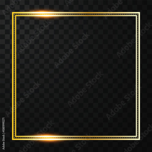 Realistic elegant geometric golden frame