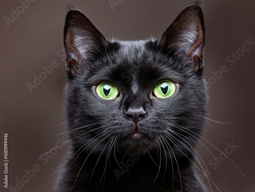 Captivating black cat portrait studio setting animal photography soft light close-up feline beauty and charm