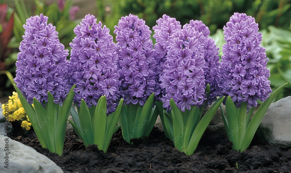 Fototapeta premium Violet Hyacinth Blooms In The Garden, Generative AI
