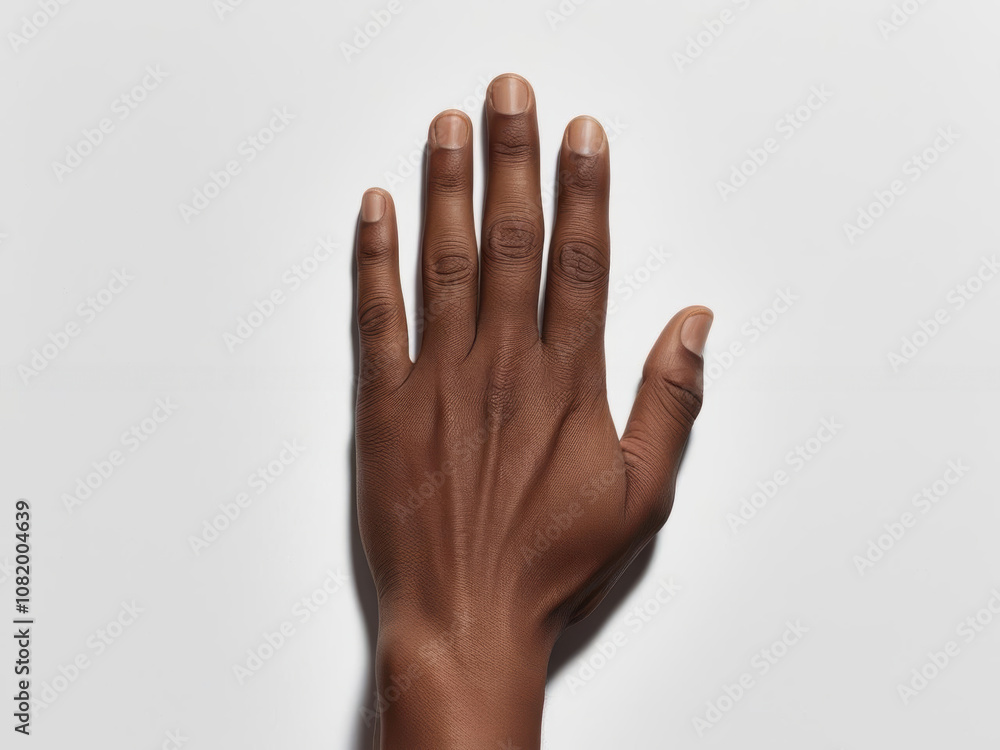 Close-up view of a human hand against a minimalistic background, showcasing detailed skin texture and elegant fingers. Close-up view of a human hand against a minimalistic background, showcasing detailed skin texture and elegant fingers.