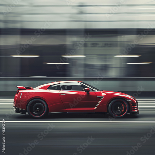 fast moving red sports car