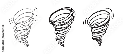 Scribble hurricane Hand drawn doodle icon. Sketch black outline thick and thin line cyclone tornado sing