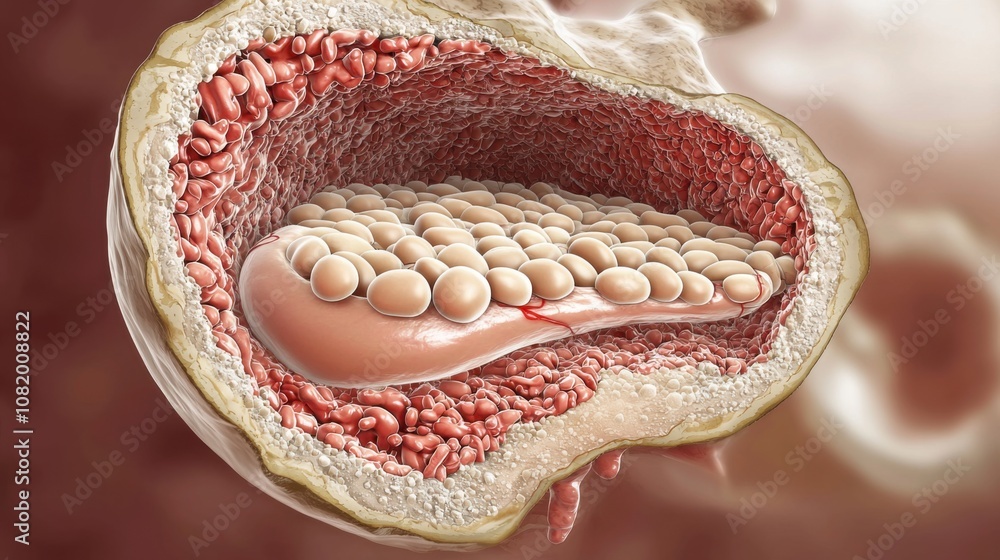 Naklejka premium Anatomy of Fat Tissue in Human Body