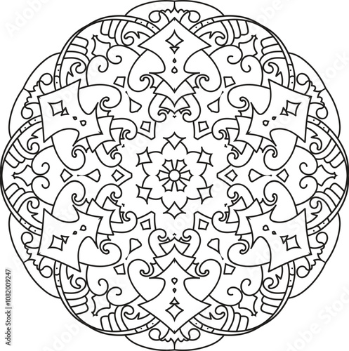 Mandala For Adult coloring page.Flower Outline mandala vector