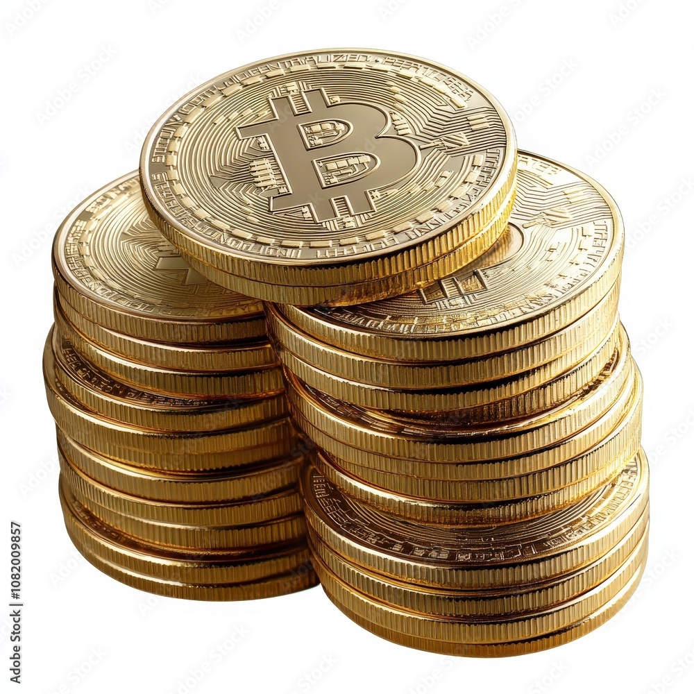 Stack of shiny Bitcoin coins representing the digital currency and cryptocurrency market, ideal for financial concepts and investments. Stack of shiny Bitcoin coins representing the digital currency and cryptocurrency market, ideal for financial concepts and investments.