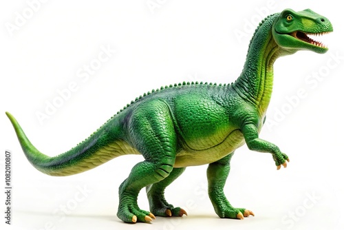 Close-Up of green big dinosaur isolated on white background.