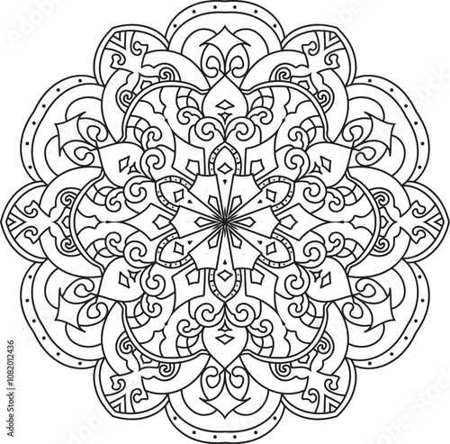 Mandala For Adult coloring page.Flower Outline mandala vector