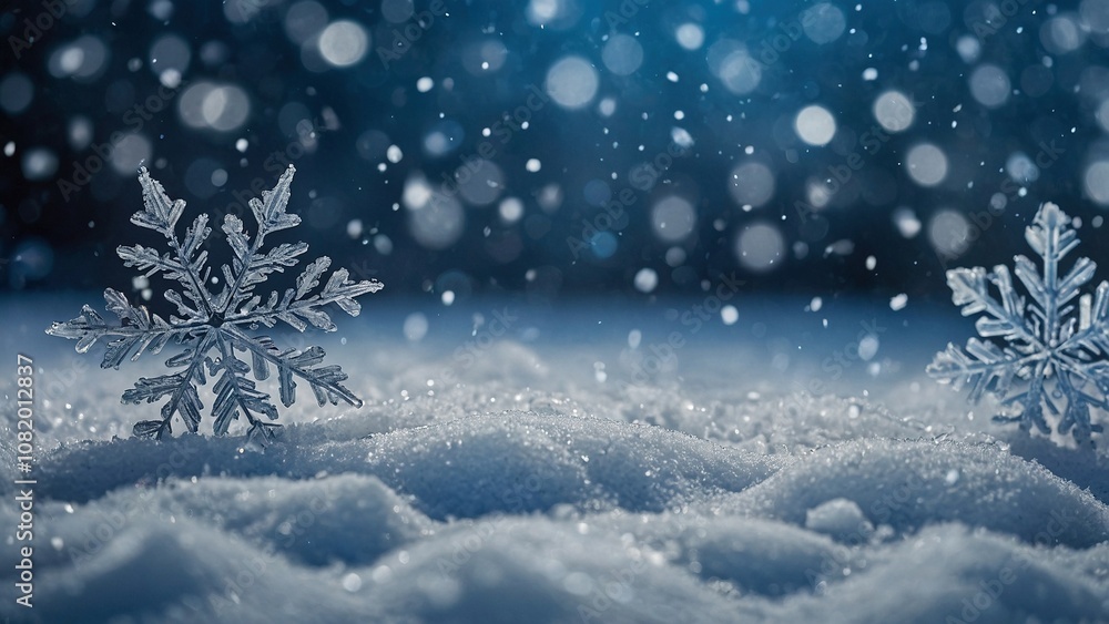 Winter background with snowflakes. Blue and white. Snow. Bokeh Winter background with snowflakes. Blue and white. Snow. Bokeh