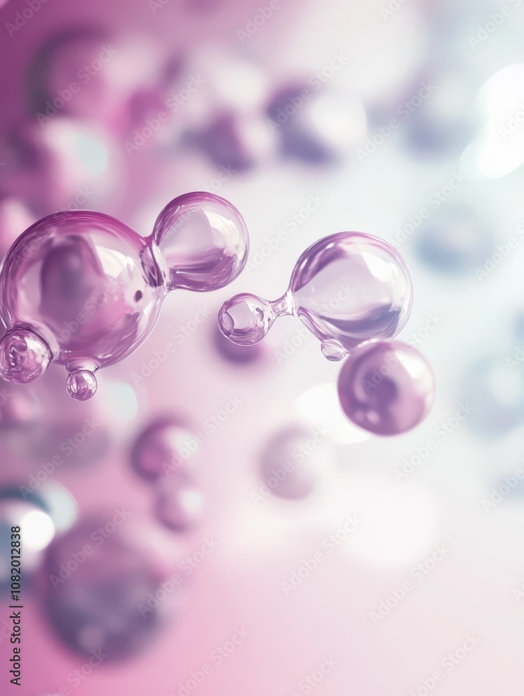 Abstract floating pink bubbles on a soft pastel background with highlights. Abstract floating pink bubbles on a soft pastel background with highlights.