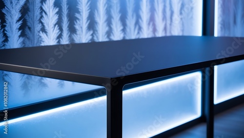Empty Table mockup for display your product winter background