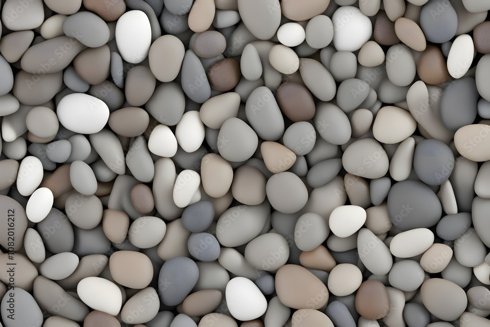 Stone pebbles a seamless texture of small smooth river pebbles in various shades of grey brown, AI Generated Stone pebbles a seamless texture of small smooth river pebbles in various shades of grey brown, AI Generated