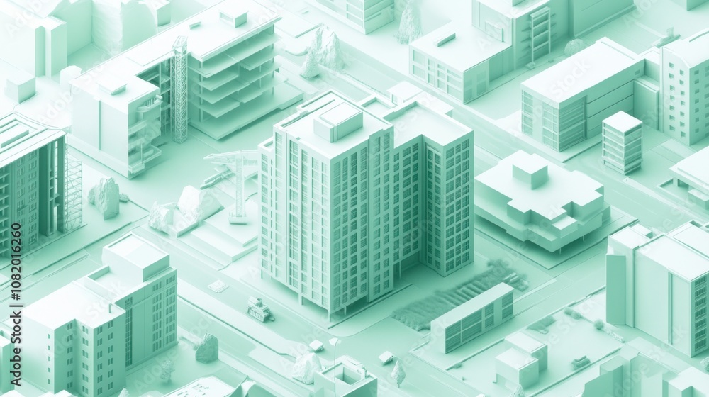 The concept of build-to-rent in sage green and light gray colors The concept of build-to-rent in sage green and light gray colors