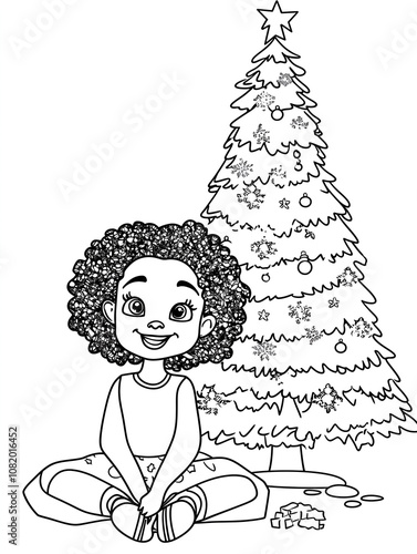 girl with christmas tree