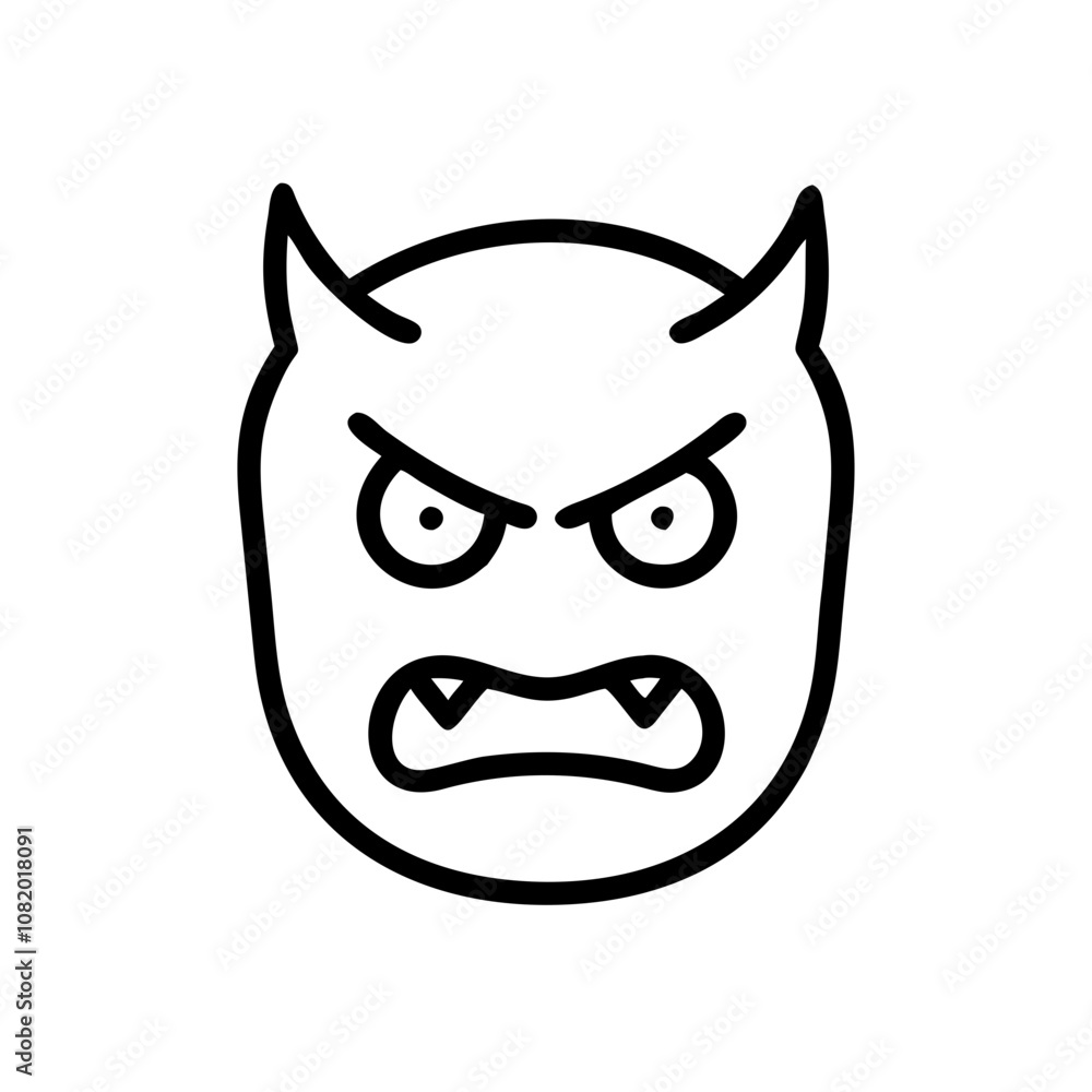 Angry face icon with fangs representing fierce emotions in a bold and modern design Angry face icon with fangs representing fierce emotions in a bold and modern design