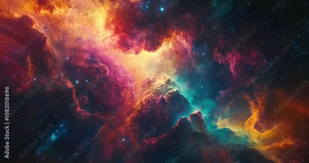 Vibrant Nebula in a Colorful Cosmic Landscape Vibrant Nebula in a Colorful Cosmic Landscape