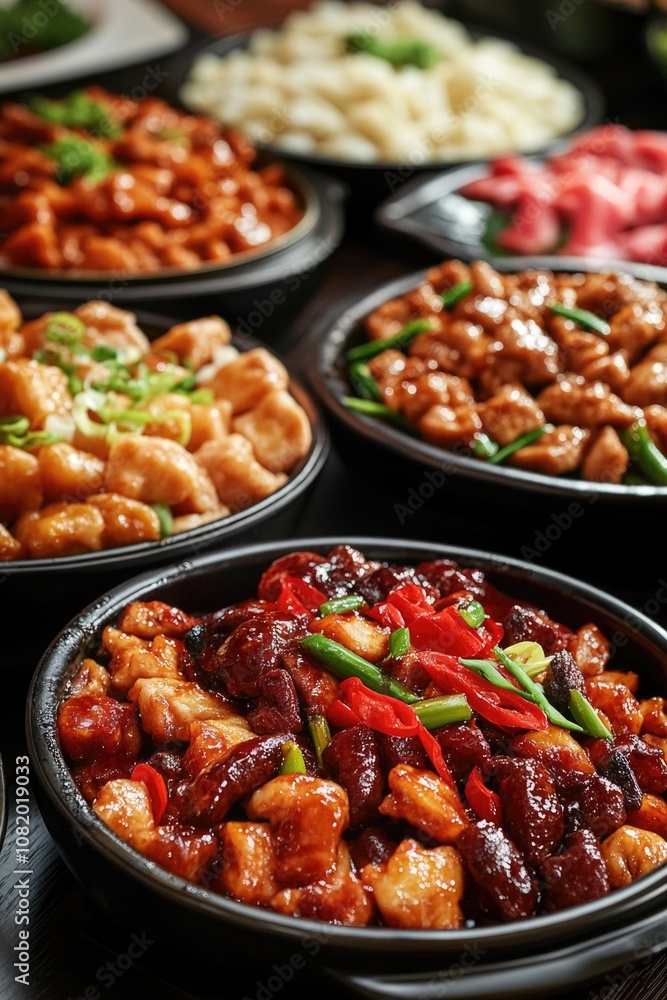 A colorful table filled with various dishes and snacks A colorful table filled with various dishes and snacks