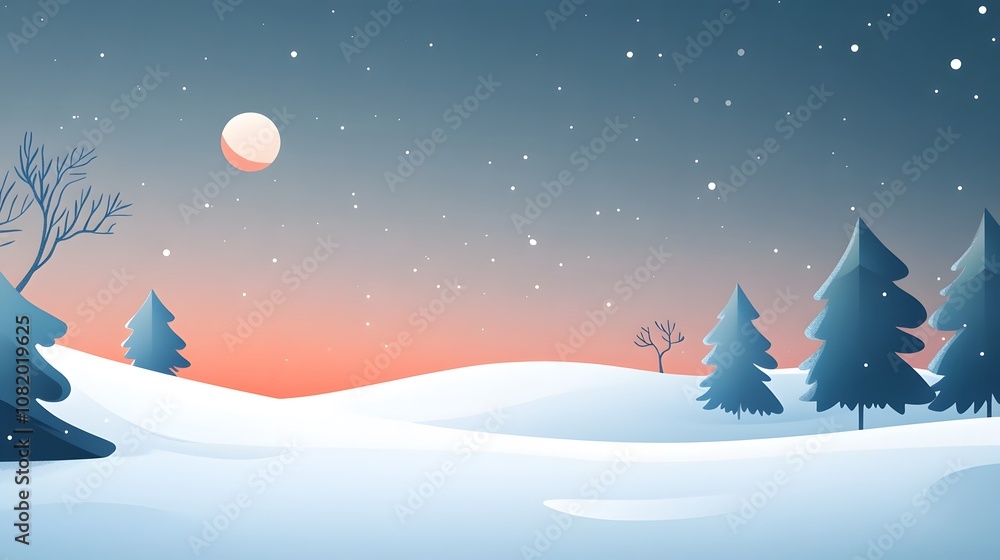 Minimalist winter landscapes illustration AI generated illustration Minimalist winter landscapes illustration AI generated illustration
