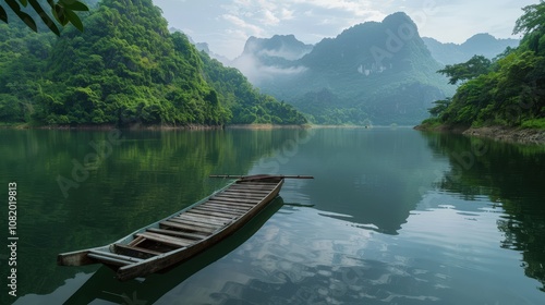 Serene Landscape with Boat on Calm Water