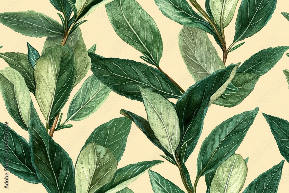 Rustic Charm of Rosemary and Sage on Tan Rustic Charm of Rosemary and Sage on Tan