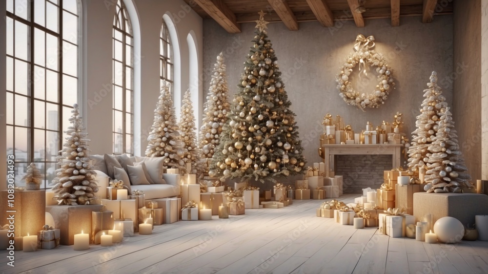 Fototapeta premium 3d render image of empty decoration chrismas