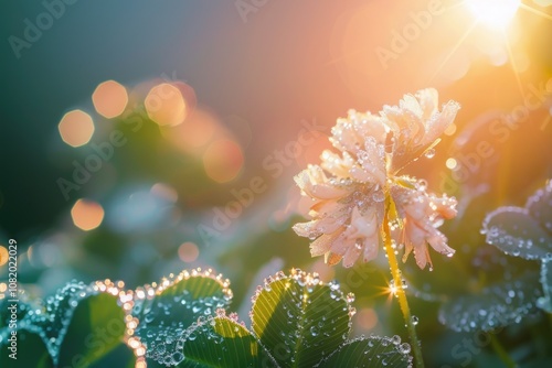 A detailed view of a plant's leaves with small water droplets, suitable for use in nature or science related contexts photo