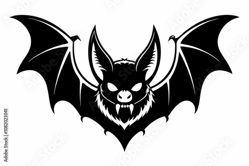 A Powerful Black and White Bat Illustration.