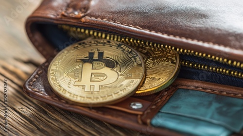 Bitcoin in a Luxury Leather Wallet