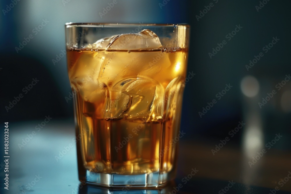A glass filled with ice sits on a table, ready for use A glass filled with ice sits on a table, ready for use