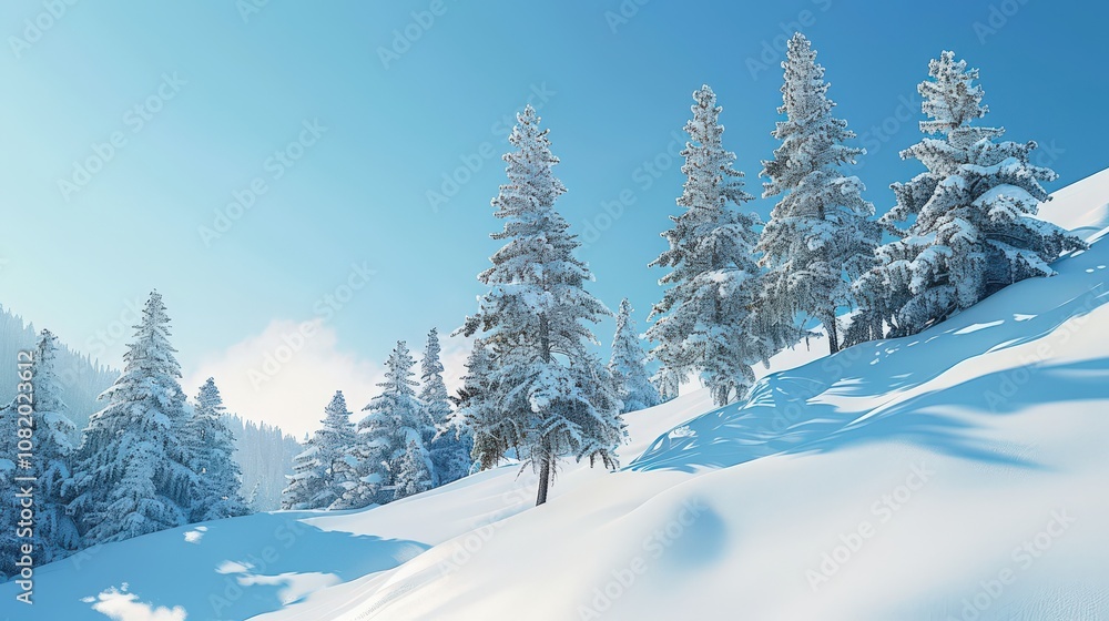 Snowy Mountain Landscape Under Bright Blue Sky Snowy Mountain Landscape Under Bright Blue Sky