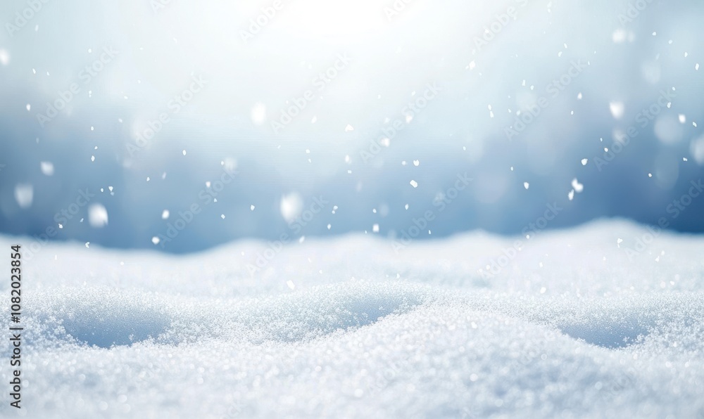 Gentle Snowfall Covers a Serene Winter Landscape with Soft Snowflakes Falling Against a Dreamy Blue Background of Glimmering Snow Gentle Snowfall Covers a Serene Winter Landscape with Soft Snowflakes Falling Against a Dreamy Blue Background of Glimmering Snow