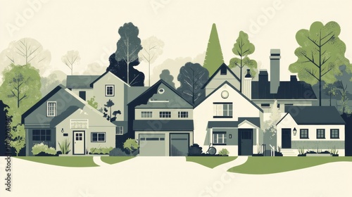 The concept of homeowners association (HOA) in sage green and cool gray colors photo