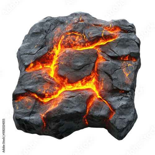 Dynamic Lava Flow Captured in Stunning Detail for Environmental Awareness and Educational Purposes, on the transparent background