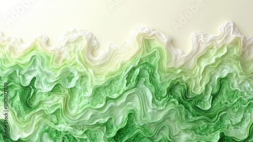 Fototapeta Naklejka Na Ścianę i Meble -  abstract waves with gradient transitions from green to white, wallpaper