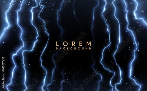 Blue lightnings background with sparks