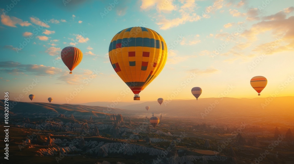 Obraz premium Hot Air Balloons Over Cappadocia at Sunrise