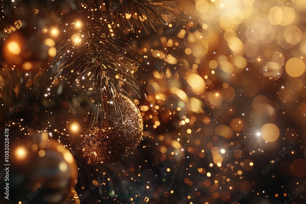 Fototapeta premium A detailed view of a Christmas ornament on a decorated tree, ideal for holiday-themed designs and decorations