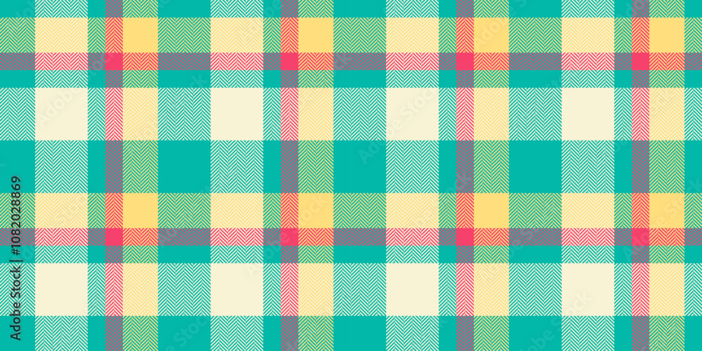 Rich plaid fabric tartan, youth seamless pattern texture. Underwear background check vector textile in teal and light colors. Rich plaid fabric tartan, youth seamless pattern texture. Underwear background check vector textile in teal and light colors.