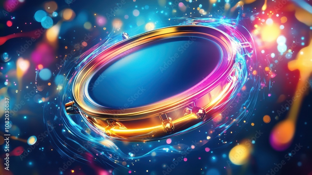 Swirling jingles blend into waves with gradients on a vibrant backdrop Swirling jingles blend into waves with gradients on a vibrant backdrop