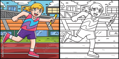 Track and Field Female Relay Baton Illustration