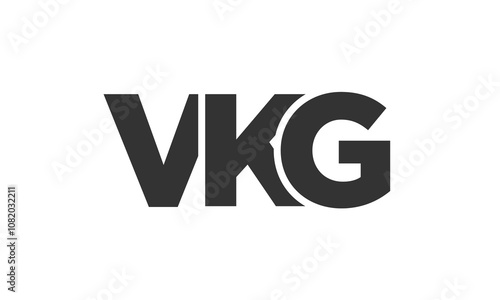 VKG logo design template with strong and modern bold text. Initial based vector logotype featuring simple and minimal typography. Trendy company identity. photo