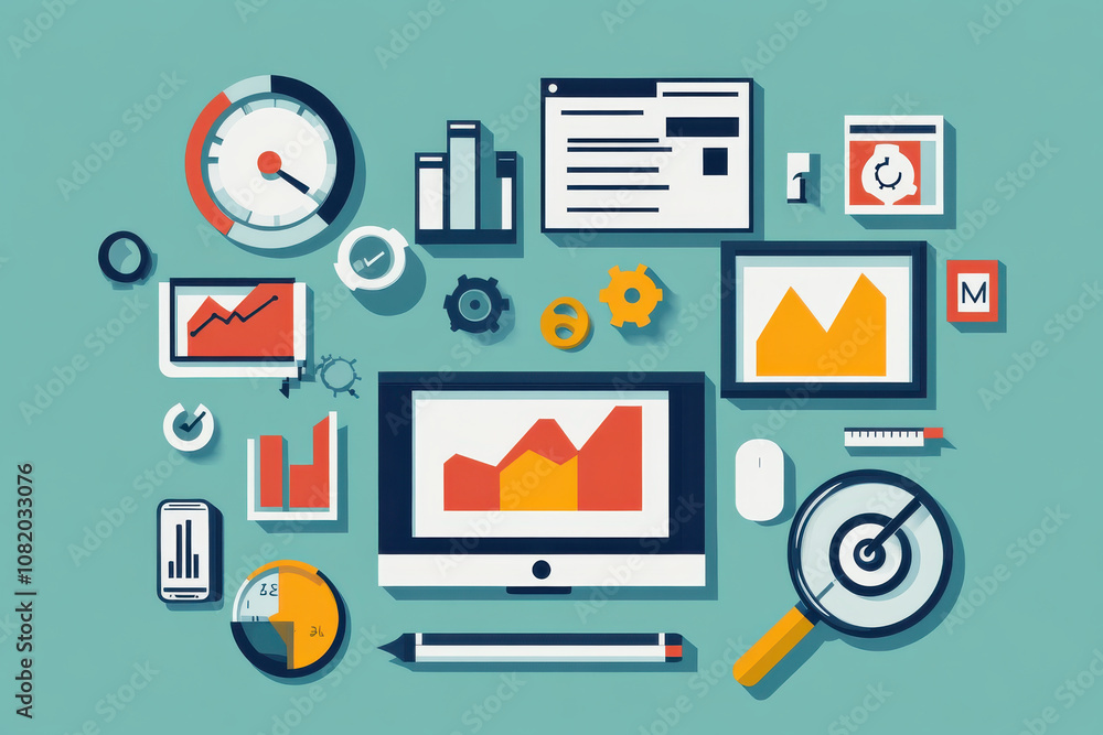 modern flat design illustration of business analytics and digital marketing modern flat design illustration of business analytics and digital marketing