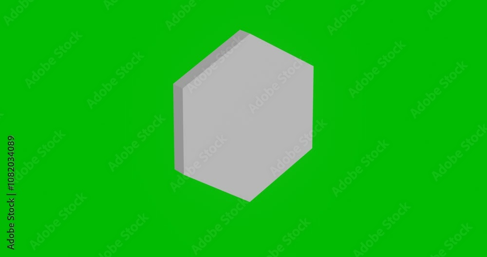 Animation of rotation of a white hexagon symbol with shadow. Simple and ...